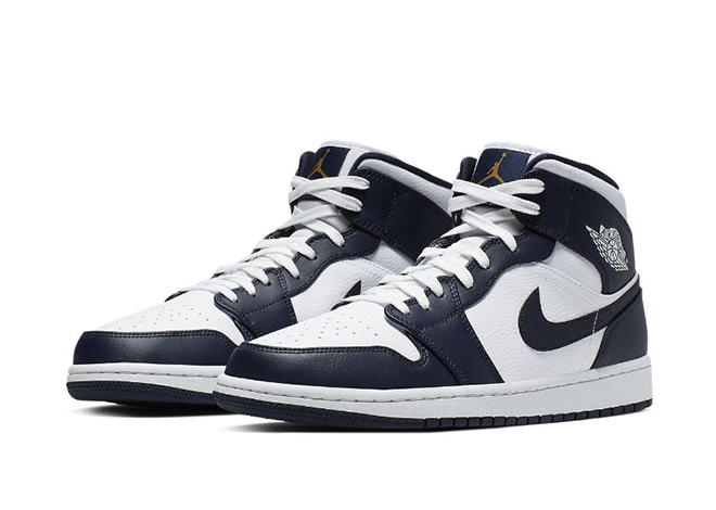 AIR JORDAN 1 MID WHITE METALLIC GOLD OBSIDIAN